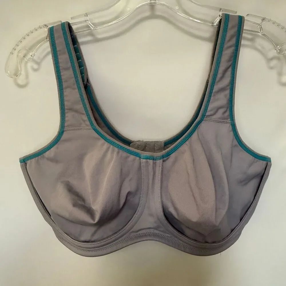 B 3 Wacoal Simone Sport Underwire Bra gray teal Size 40DD 855170